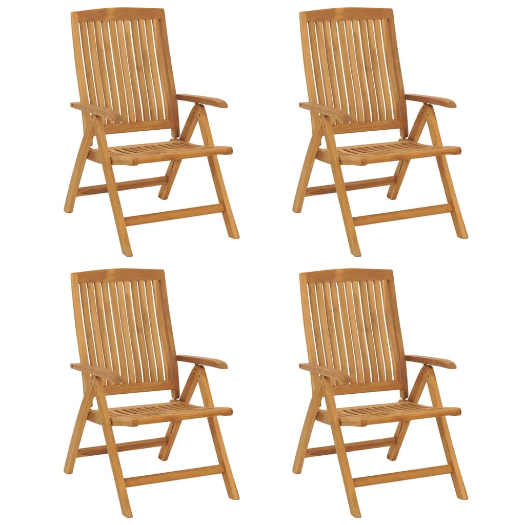 vidaXL Chaises de jardin inclinables lot de 4 et coussins bois teck