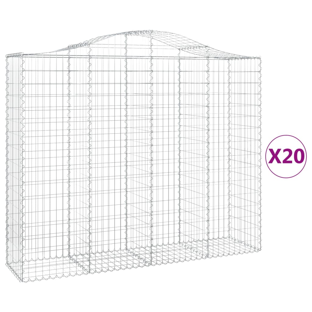 vidaXL Paniers à gabions arqués 20 pcs 200x50x160/180 cm Fer galvanisé