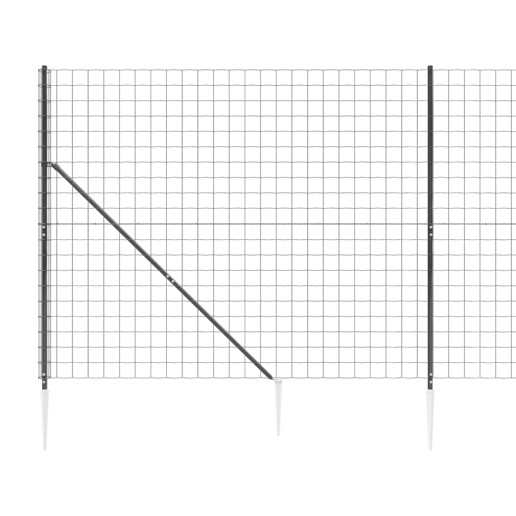 vidaXL Clôture en treillis métallique et ancrage anthracite 1,6x10 m