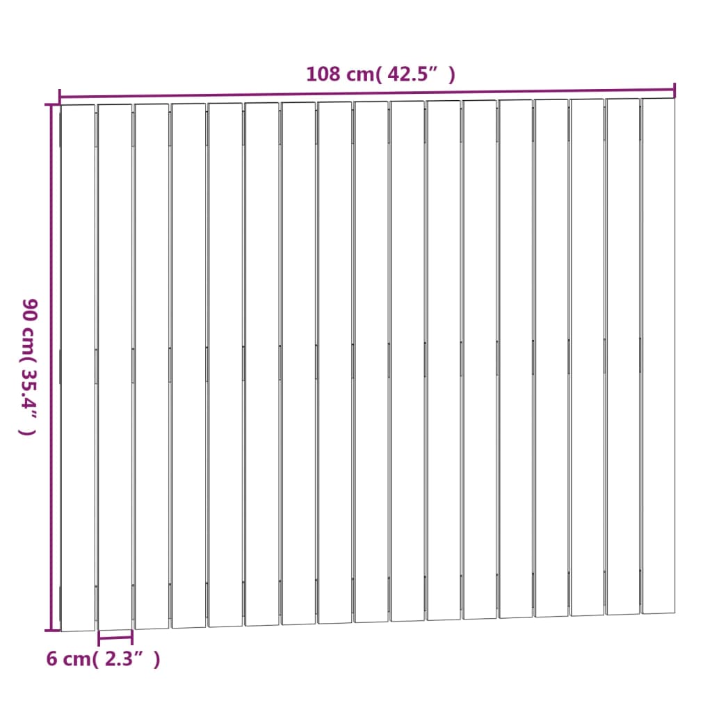 vidaXL Tête de lit murale Marron miel 108x3x90 cm Bois massif de pin