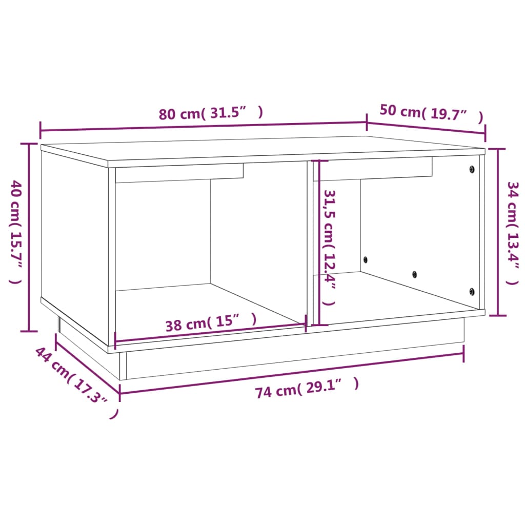 vidaXL Table basse Marron miel 80x50x40 cm Bois massif de pin