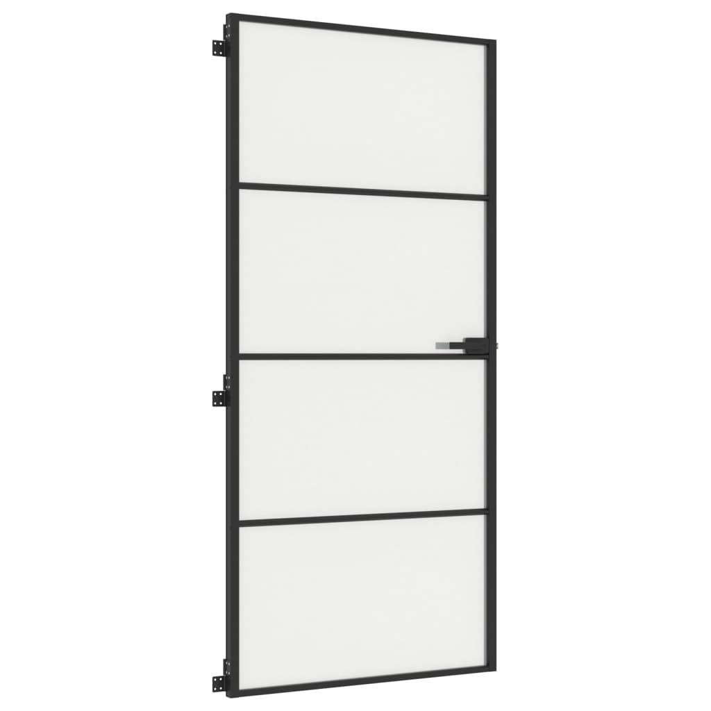 vidaXL Porte intérieure mince noir 93x201,5 cm verre trempé aluminium