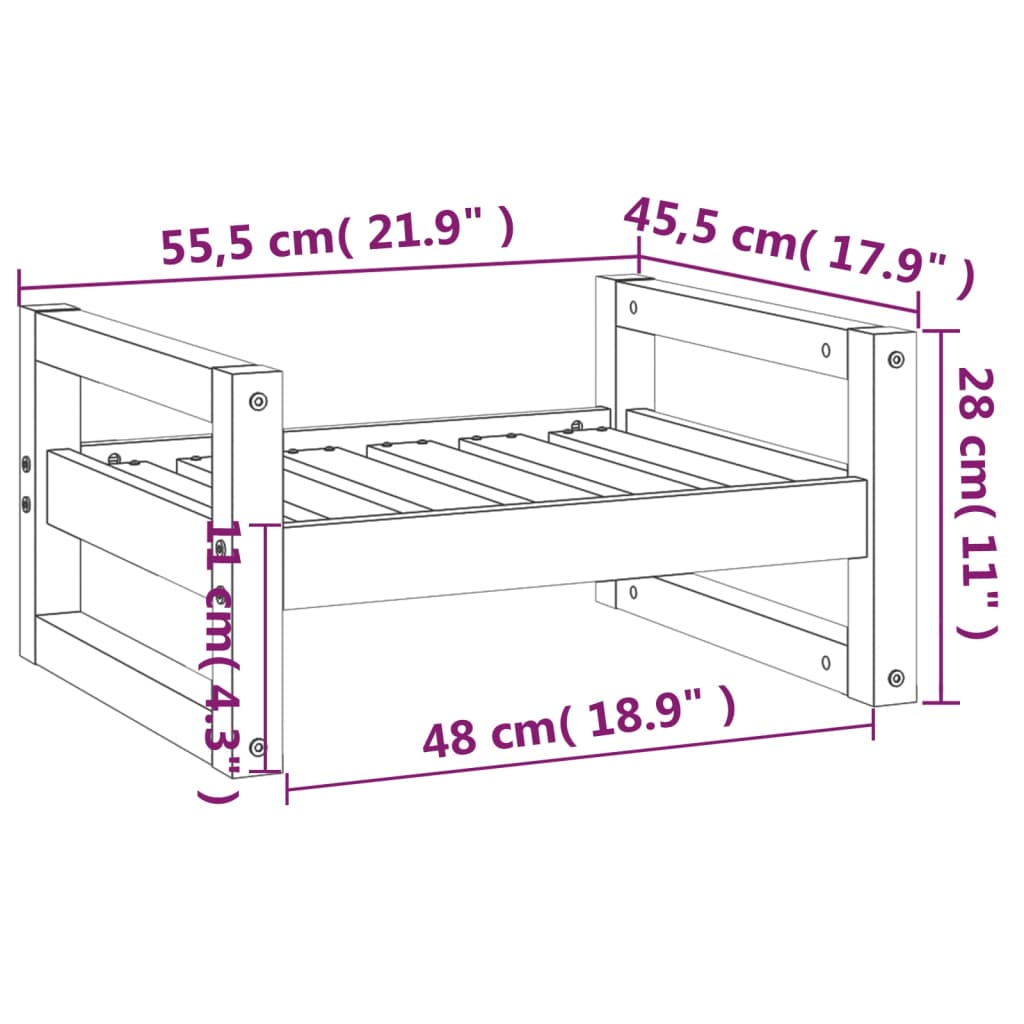 vidaXL Lit pour chien Gris 55,5x45,5x28 cm Bois de pin solide