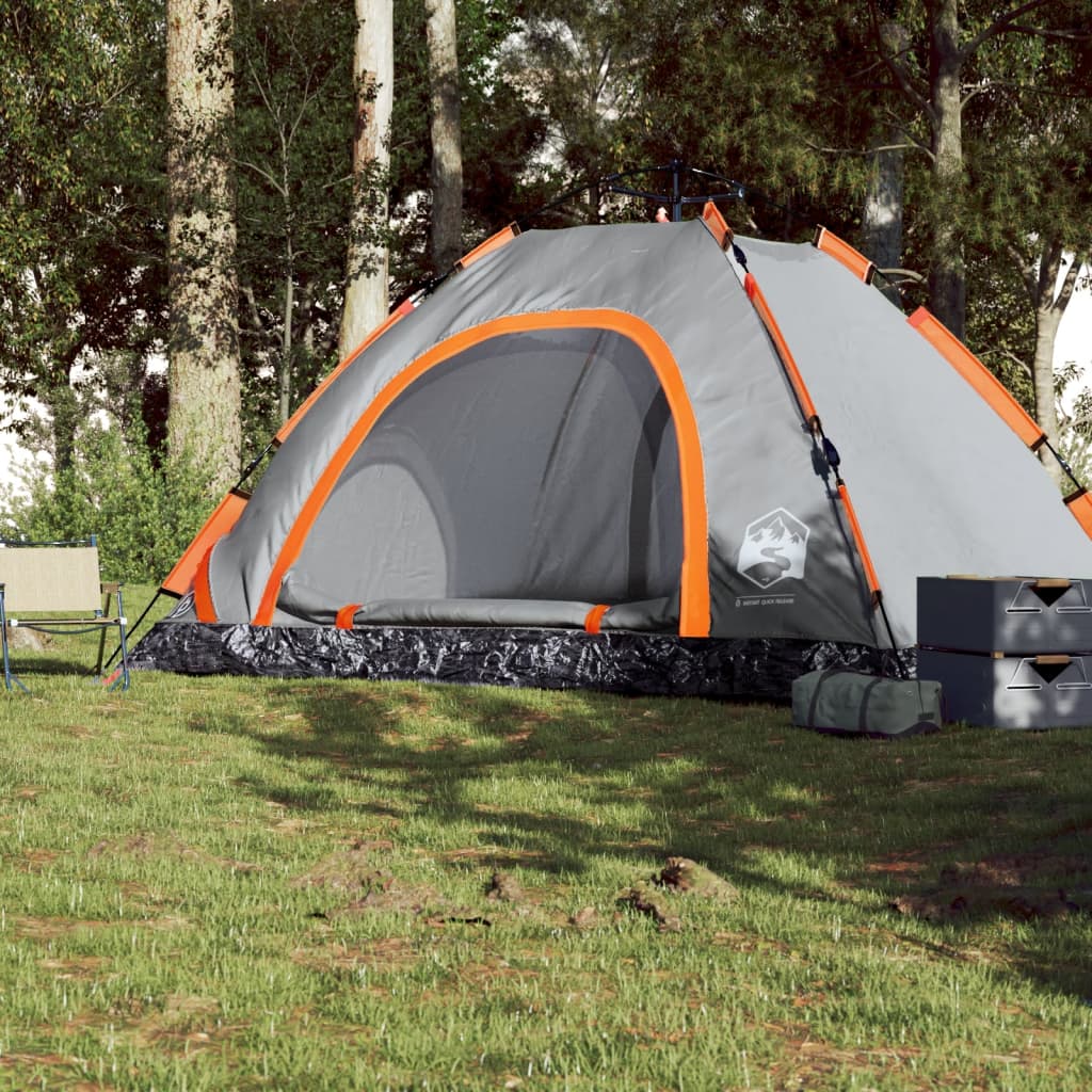 vidaXL Tente de camping 5 personnes gris et orange libération rapide