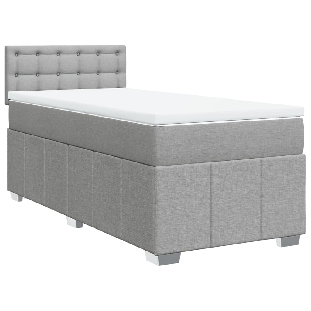 vidaXL Sommier à lattes de lit avec matelas Gris clair 90x200 cm Tissu