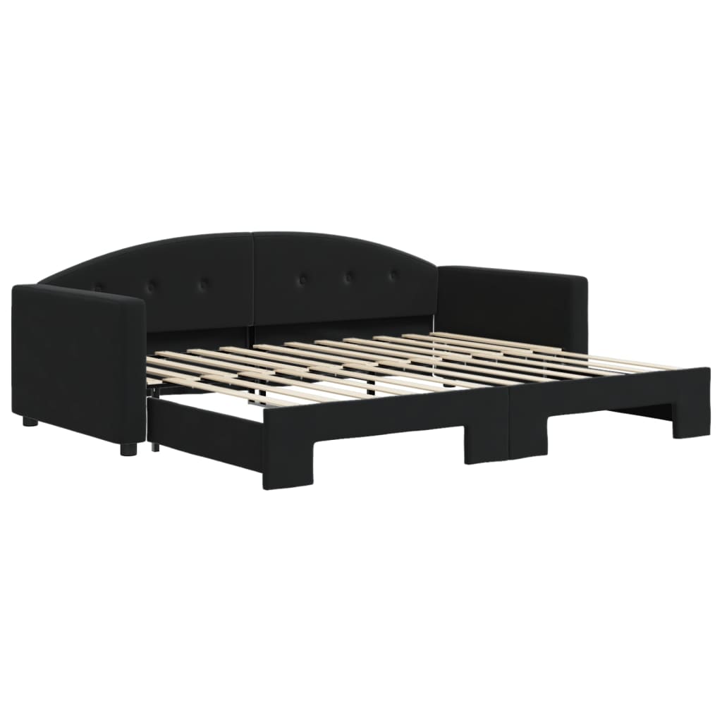 vidaXL Lit de jour avec gigogne sans matelas noir 90x200 cm