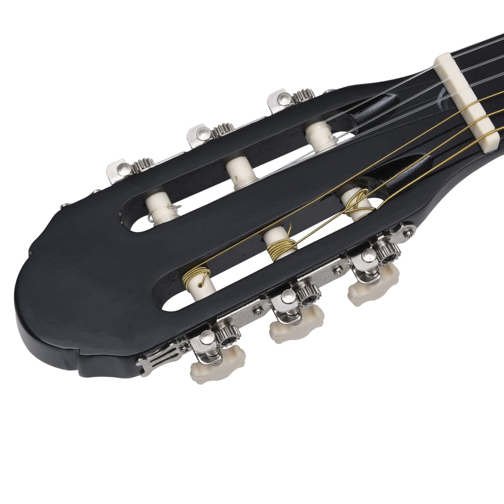 vidaXL Jeu de guitare classique de débutant 12 pcs Noir 4/4 39"