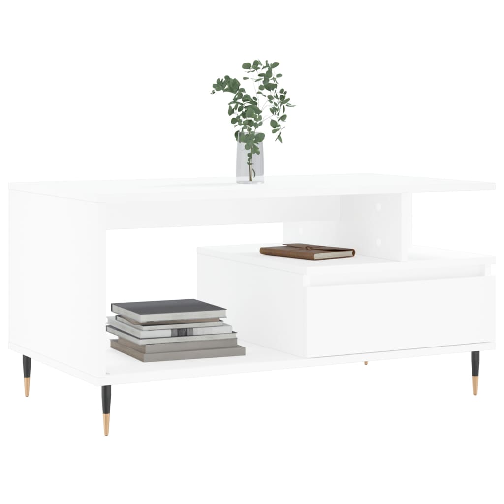 vidaXL Table basse Blanc 90x49x45 cm Bois d'ingénierie