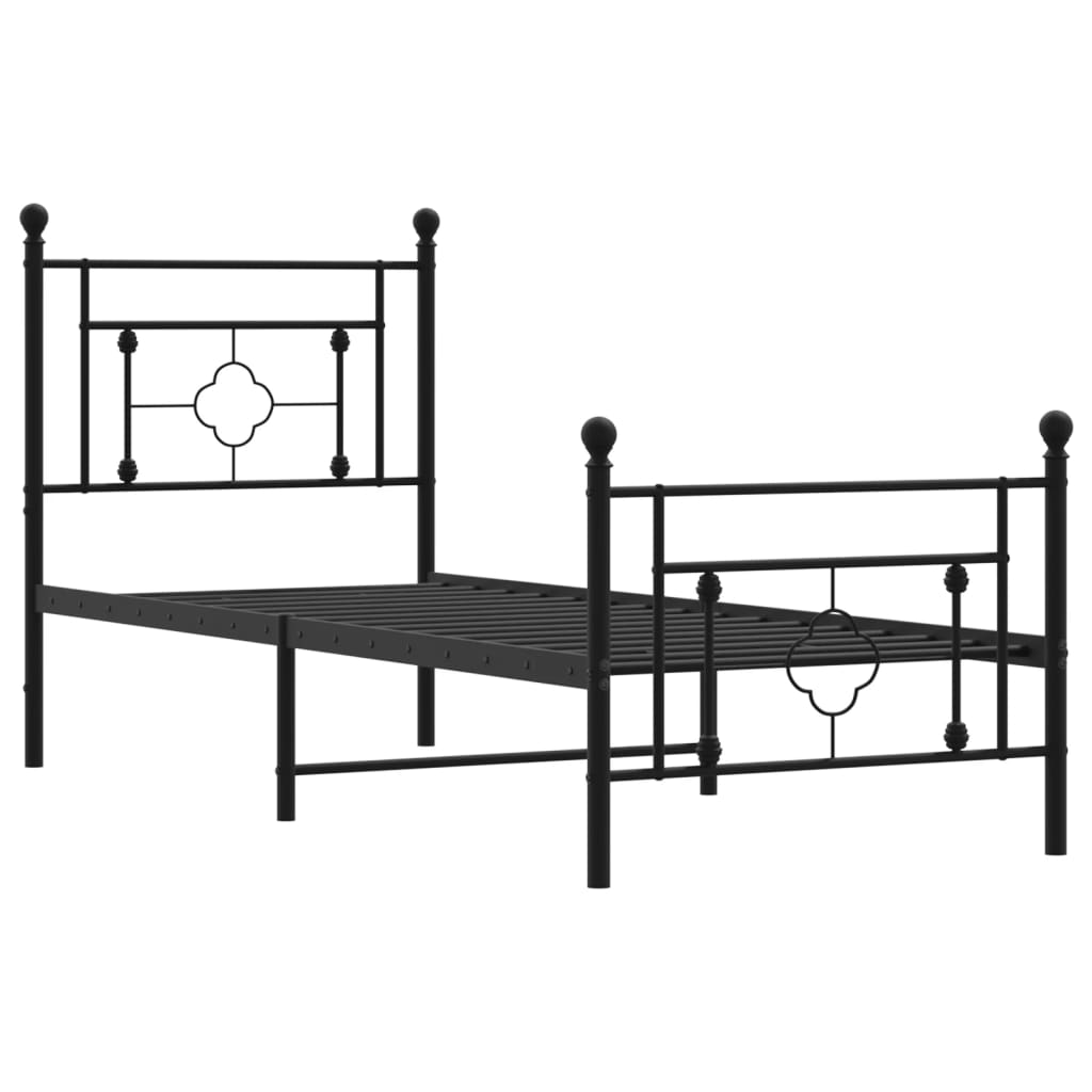 vidaXL Cadre de lit métal sans matelas avec pied de lit noir 80x200 cm