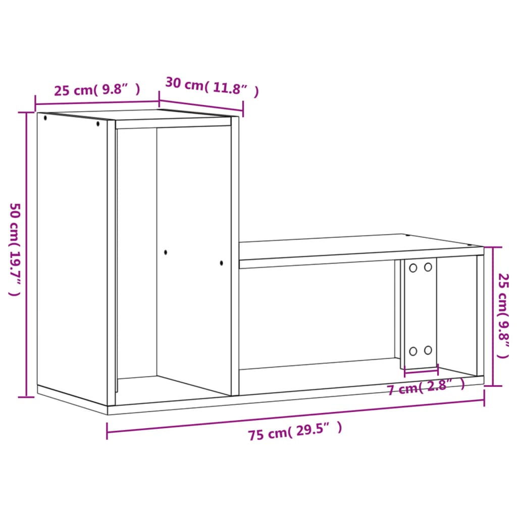 vidaXL Meubles TV 2 pcs sonoma gris 75x30x50 cm bois d'ingénierie