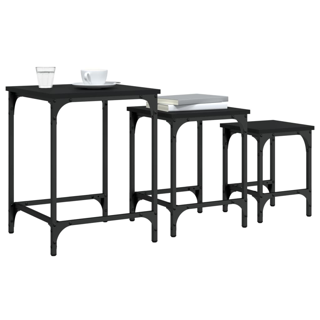 vidaXL Tables basses gigognes 3 pcs noir bois d'ingénierie