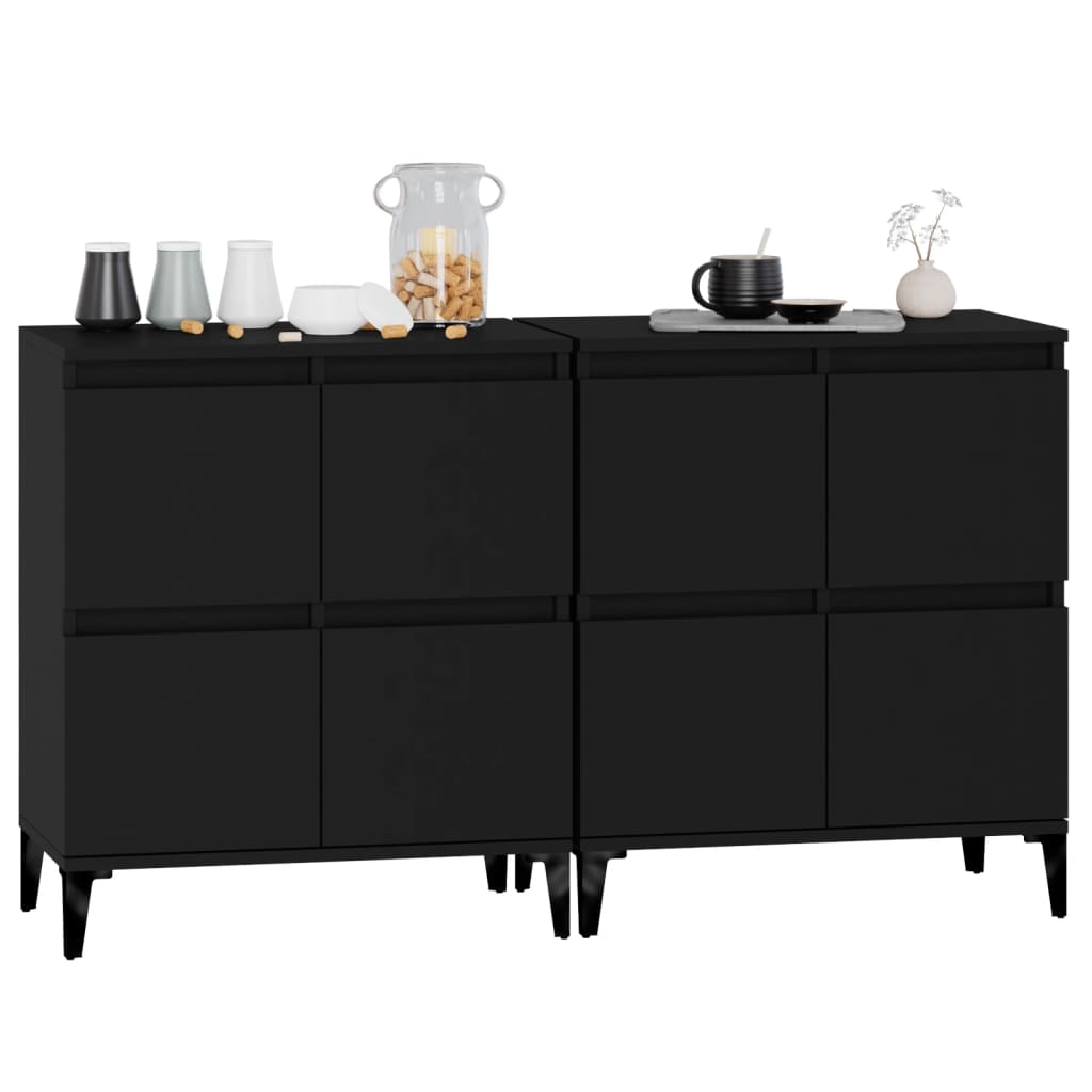 vidaXL Buffets 2 pcs noir 60x35x70 cm bois d'ingénierie