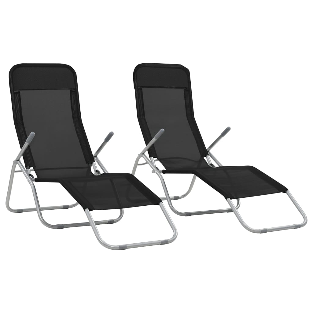 vidaXL Chaises longues pliables lot de 2 Textilène Noir