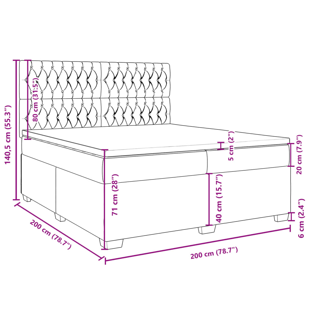 vidaXL Sommier à lattes de lit et matelas Noir 200x200 cm Velours