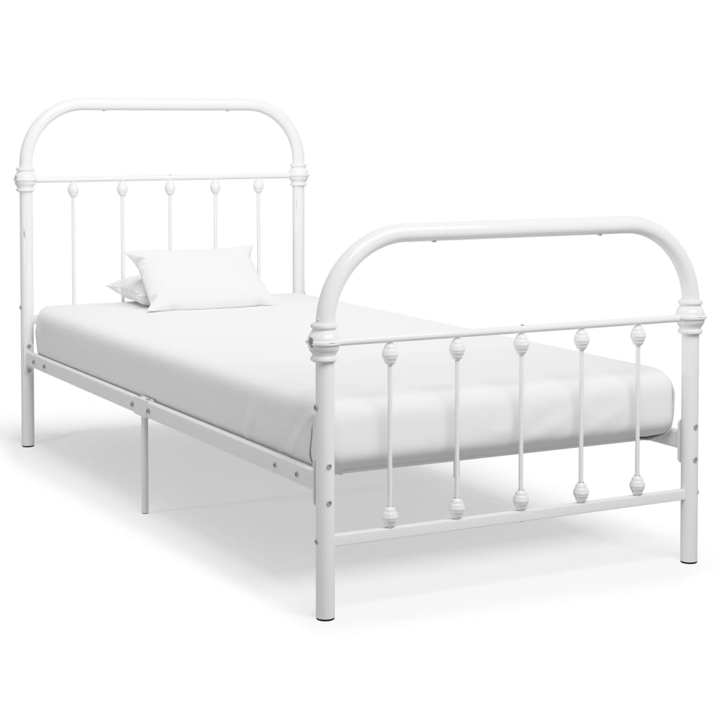 vidaXL Cadre de lit sans matelas blanc métal 100x200 cm