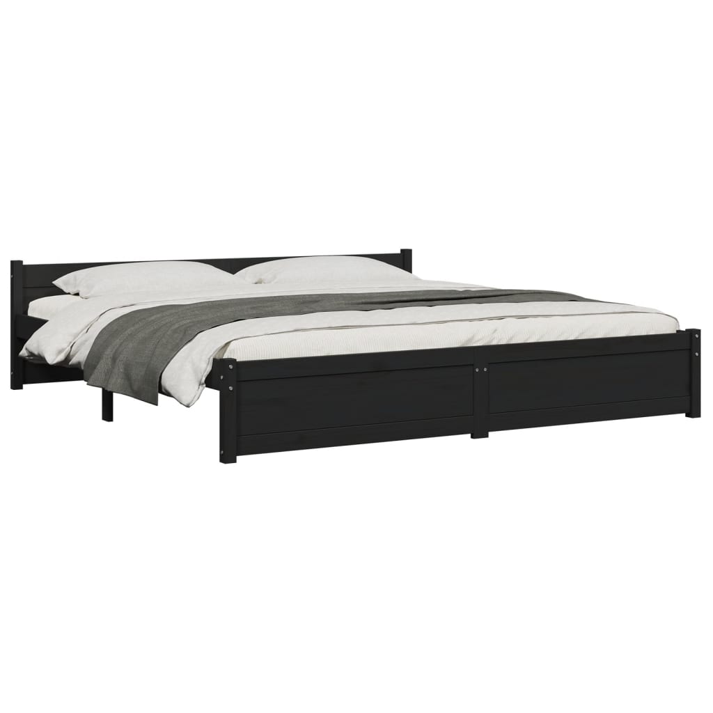 vidaXL Cadre de lit Noir Bois massif 180x200 cm Super King