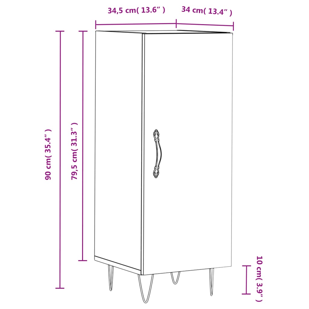 vidaXL Buffet blanc 34,5x34x90 cm bois d'ingénierie