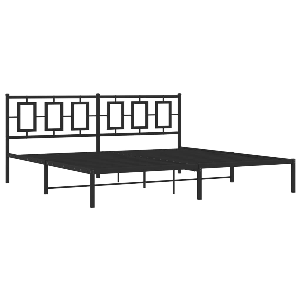 vidaXL Cadre de lit métal sans matelas avec tête de lit noir 200x200cm