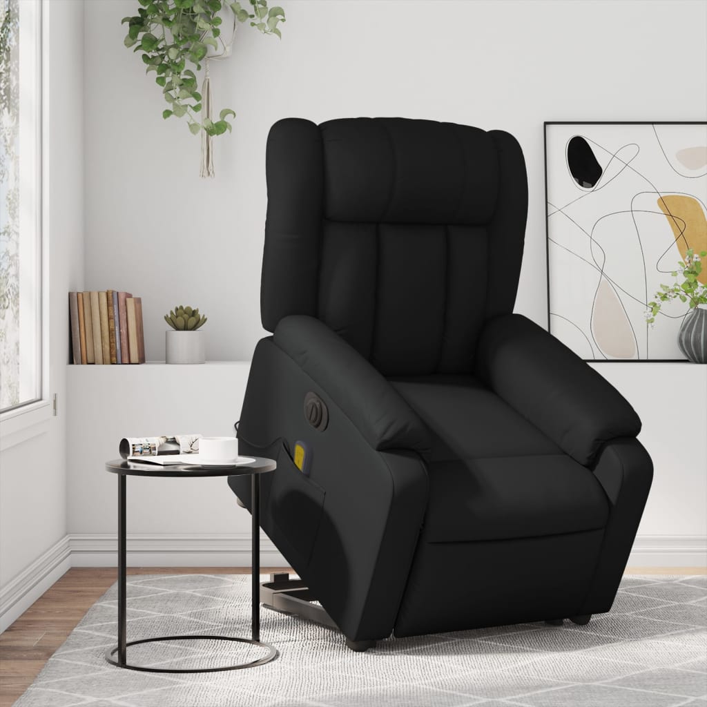 vidaXL Fauteuil inclinable de massage électrique noir similicuir