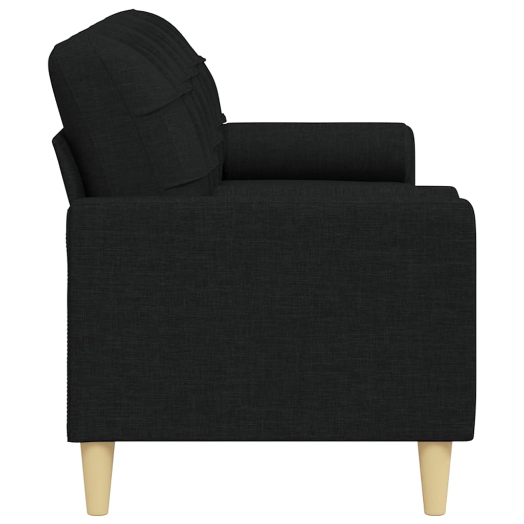 vidaXL Canapé 3 places avec oreillers décoratifs noir 210 cm tissu