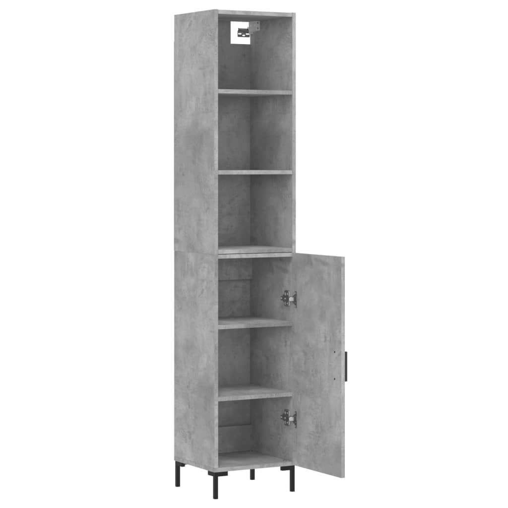 vidaXL Buffet haut Gris béton 34,5x34x180 cm Bois d'ingénierie