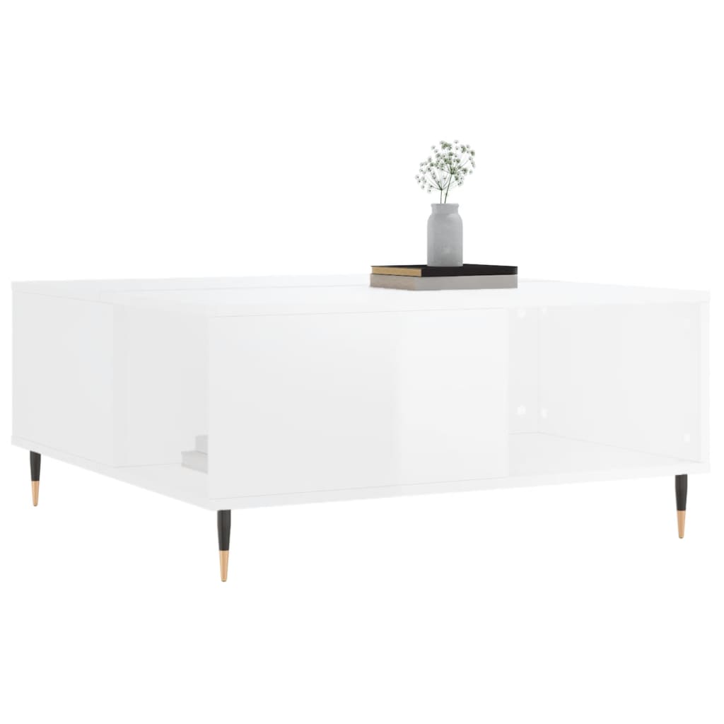 vidaXL Table basse blanc brillant 80x80x36,5 cm bois d'ingénierie