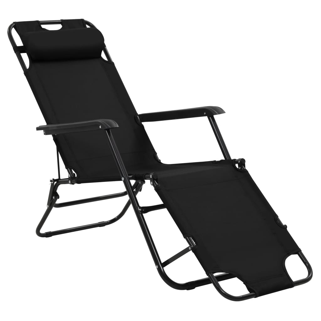 vidaXL Chaises longues pliables 2 pcs avec repose-pied Acier Noir