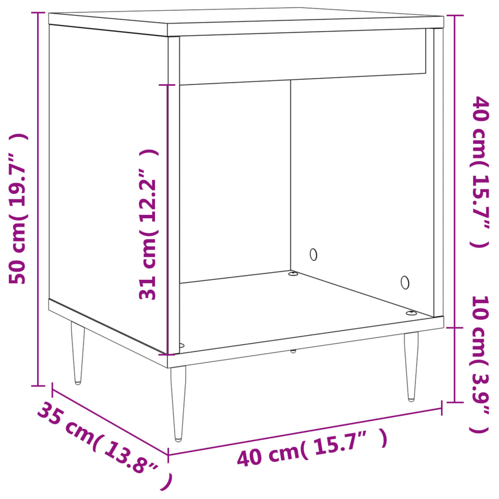 vidaXL Tables de chevet 2 pcs blanc 40x35x50 cm bois d’ingénierie