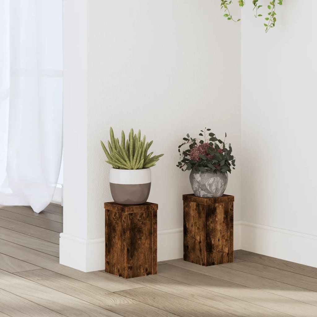 vidaXL Supports pour plantes 2 pcs chêne fumé bois d'ingénierie