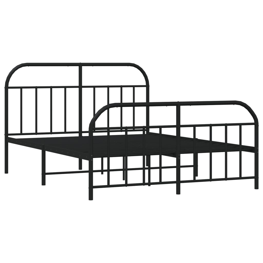 vidaXL Cadre de lit métal sans matelas avec pied de lit noir 183x213cm