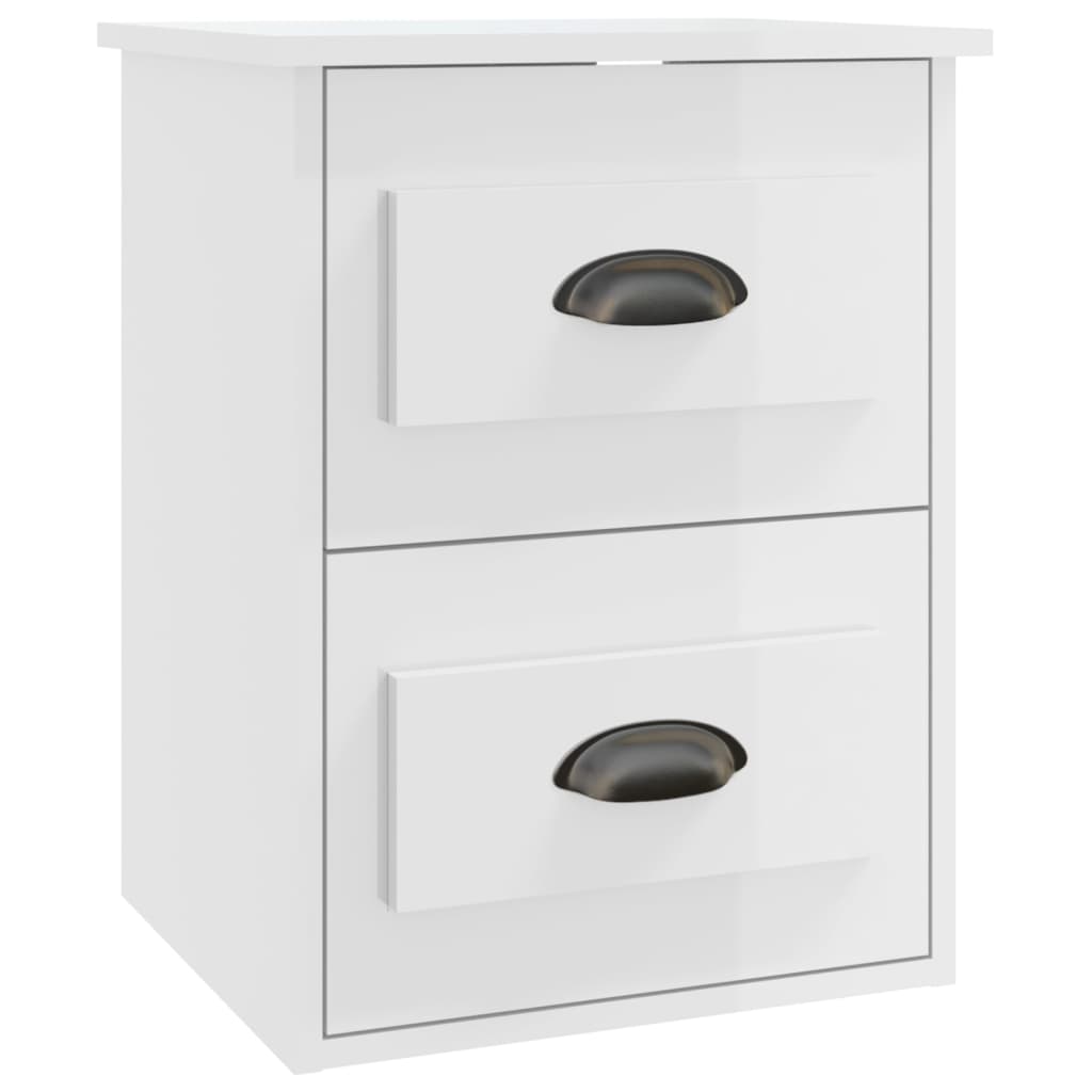 vidaXL Tables de chevet murales 2 pcs blanc brillant 41,5x36x53 cm