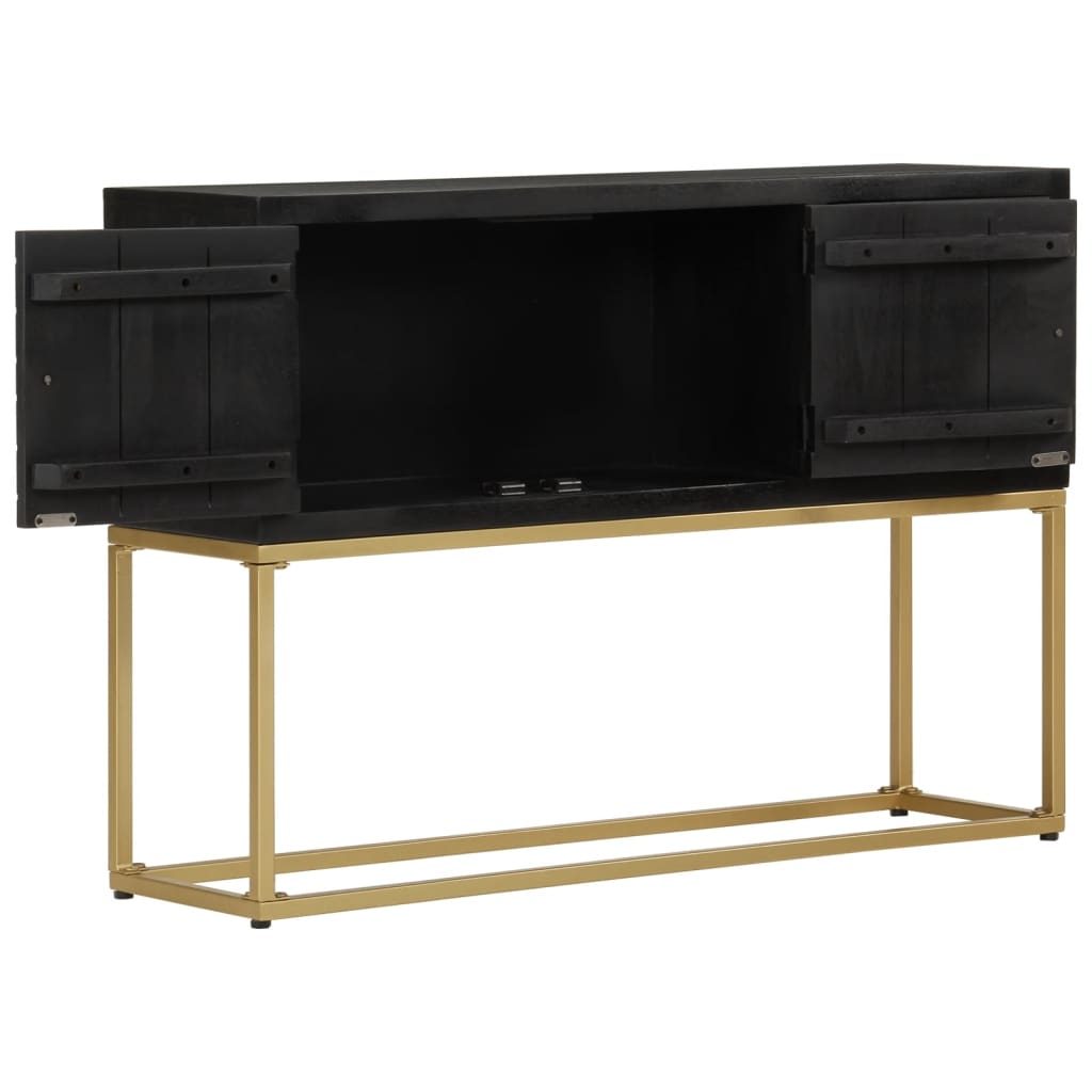 vidaXL Buffet noir et doré 110x30x75 cm bois massif de manguier