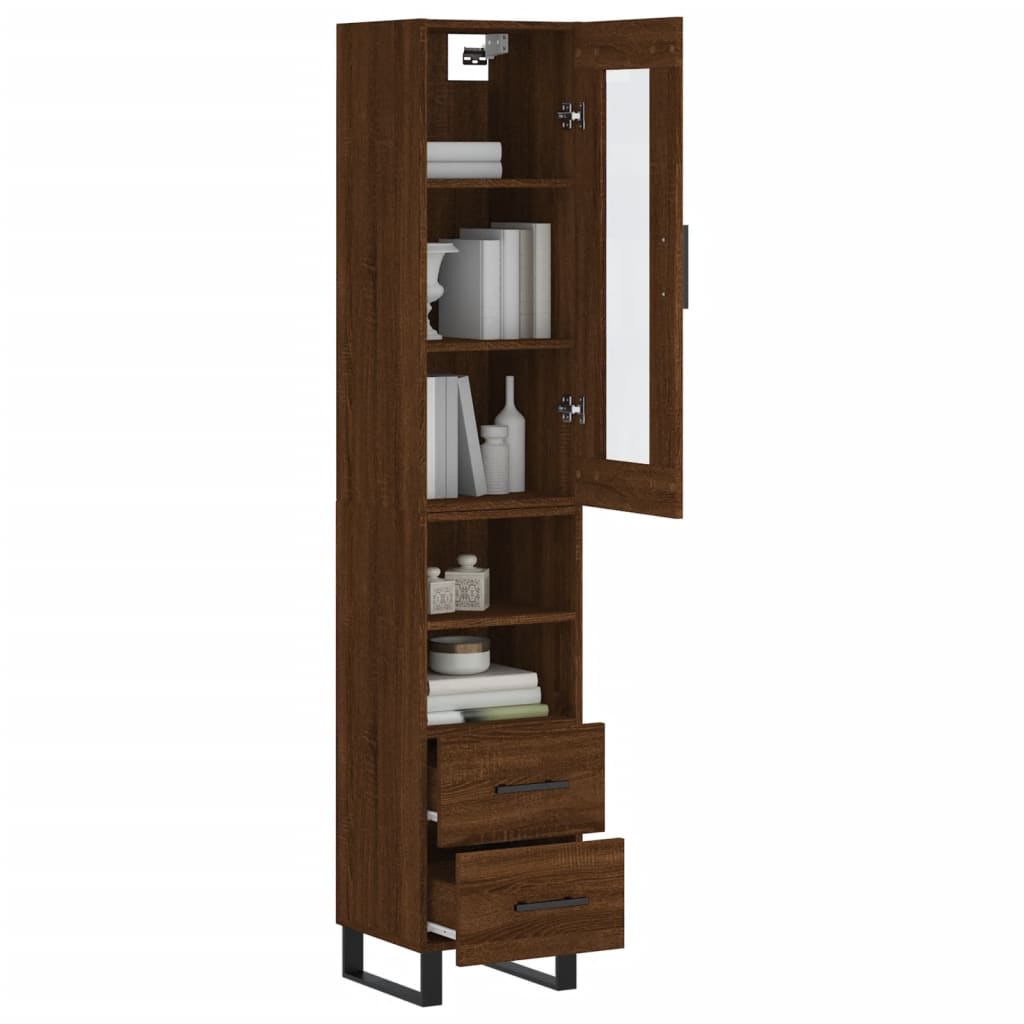 vidaXL Buffet haut Chêne marron 34,5x34x180 cm Bois d'ingénierie