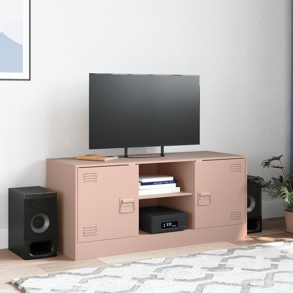 vidaXL Meuble TV rose 99x39x44 cm acier