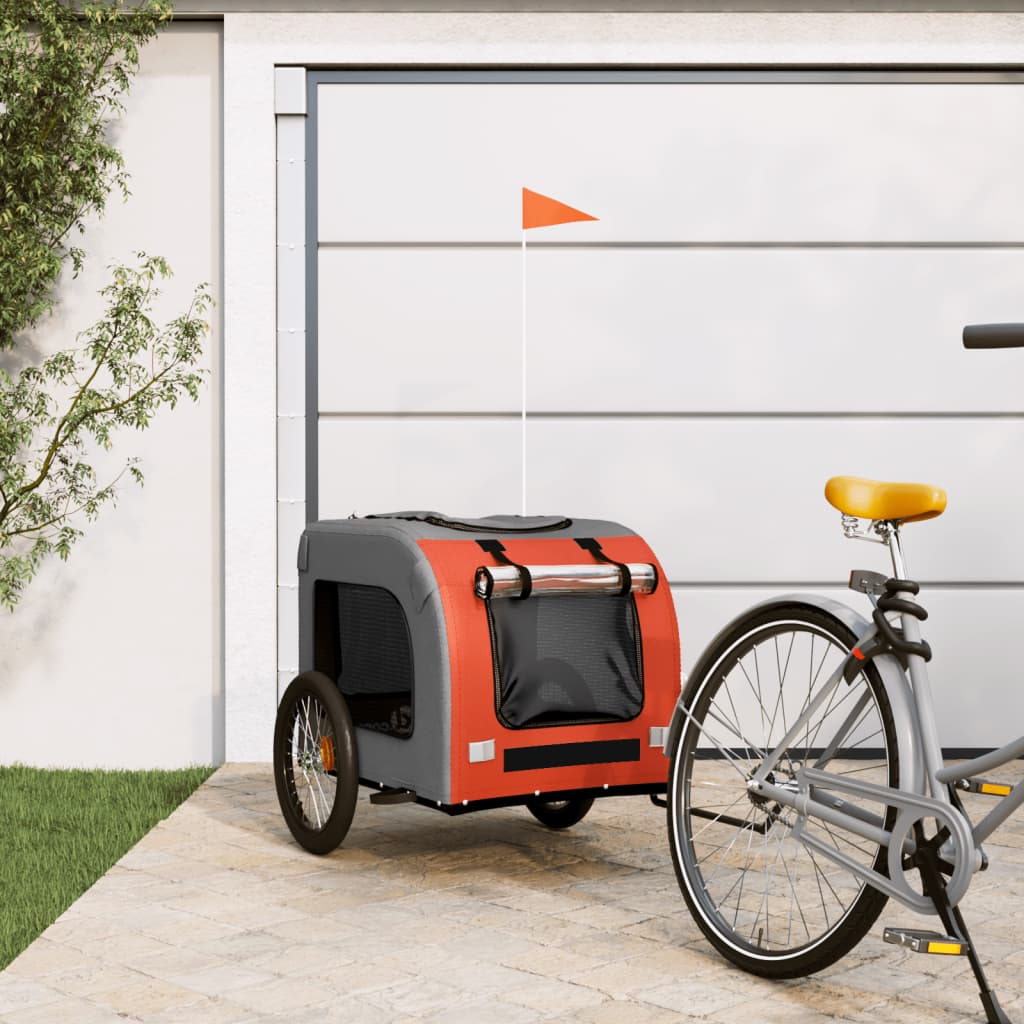 vidaXL Remorque de vélo pour animaux de compagnie orange et gris