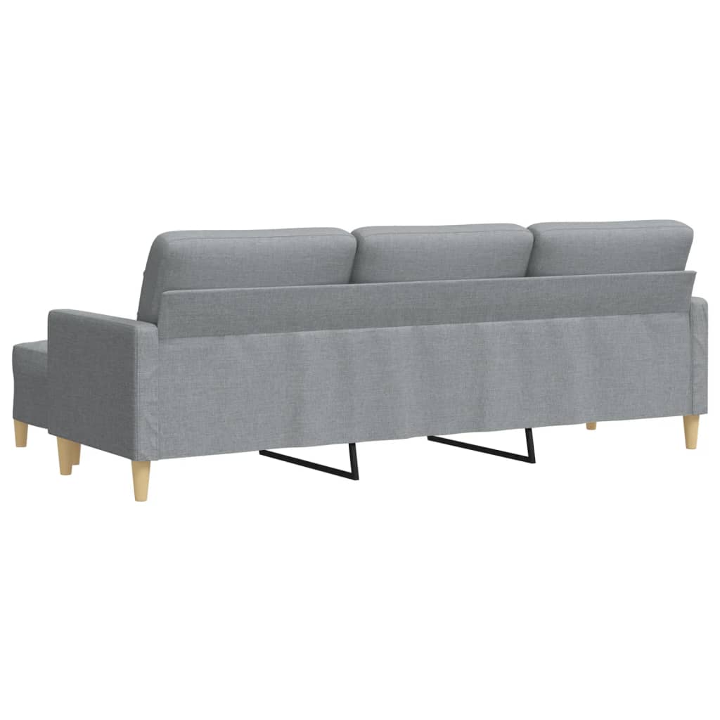 vidaXL Canapé à 3 places avec repose-pieds Gris clair 210 cm Tissu