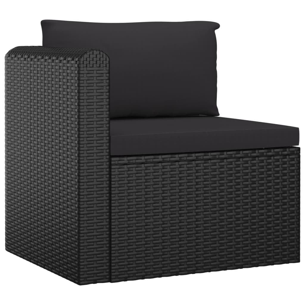 vidaXL Salon de jardin 10 pcs avec coussins Résine tressée Noir