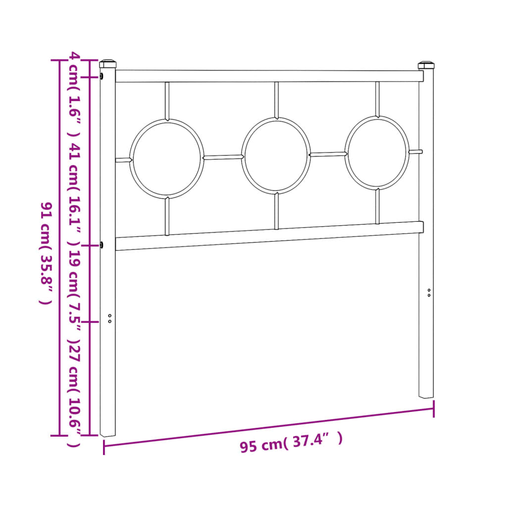 vidaXL Tête de lit métal noir 90 cm