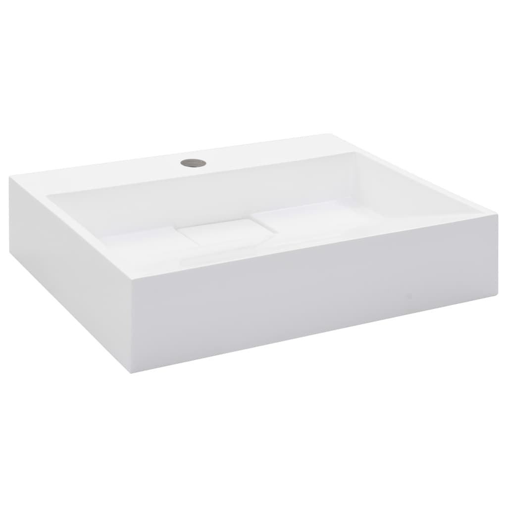 vidaXL Lavabo 50x38x13 cm Fonte minérale/marbre Blanc