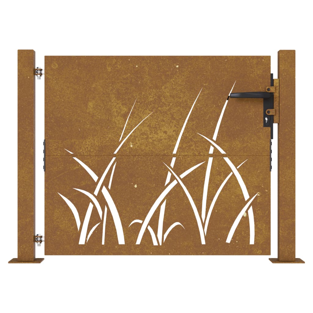 vidaXL Portail de jardin 105x105 cm acier corten conception d'herbe