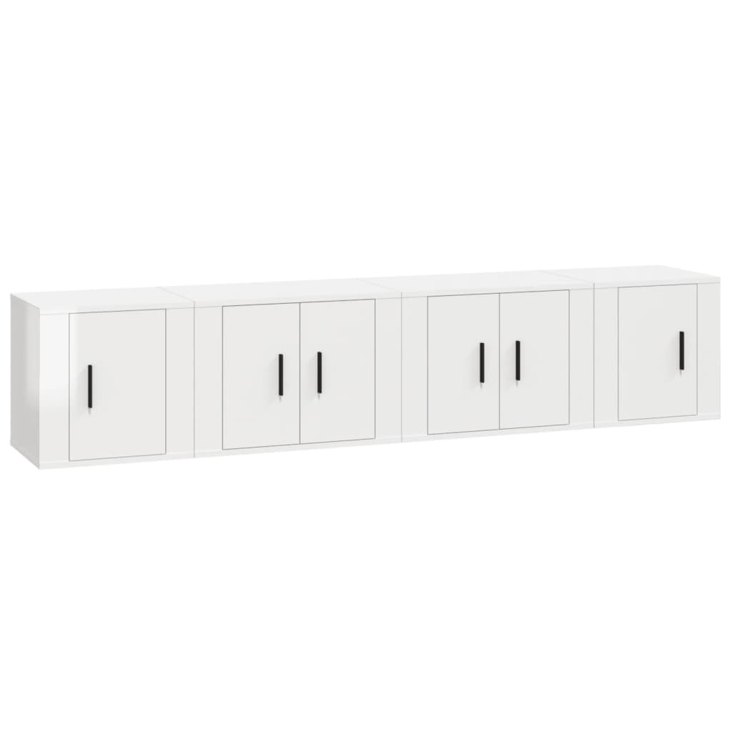 vidaXL Ensemble de meubles TV 4 pcs Blanc brillant Bois d'ingénierie