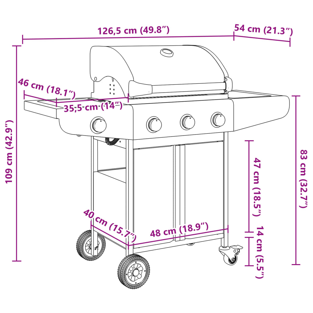 vidaXL Barbecue gril à gaz avec 4 brûleurs argenté acier inoxydable