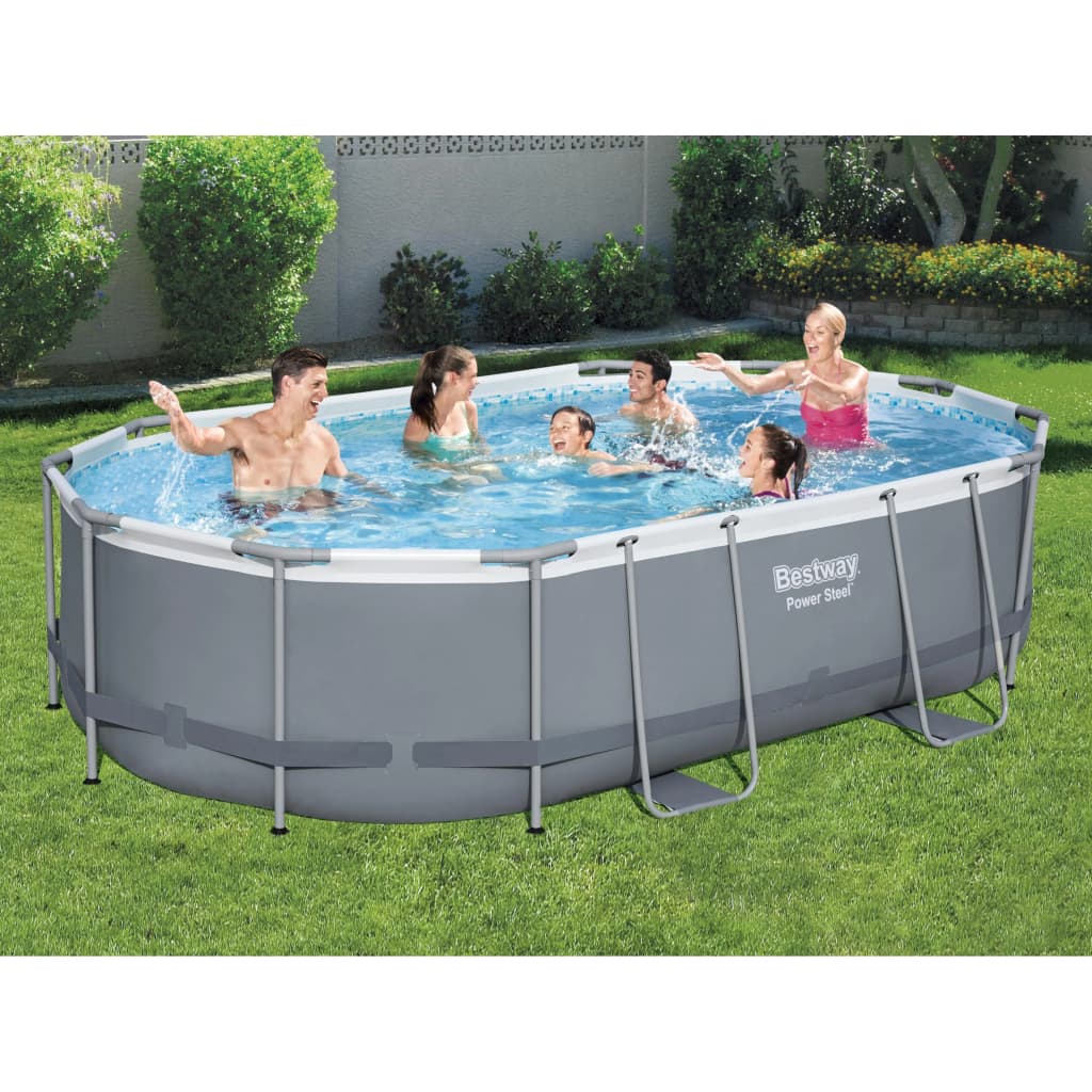 Bestway Ensemble de piscine Power Steel Ovale 488x305x107 cm