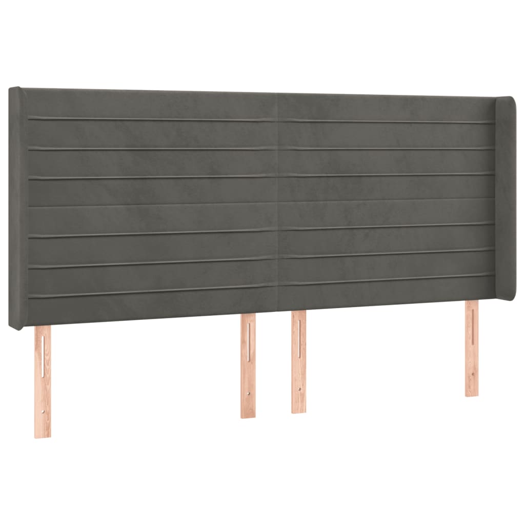 vidaXL Tête de lit à LED Gris foncé 183x16x118/128 cm Velours