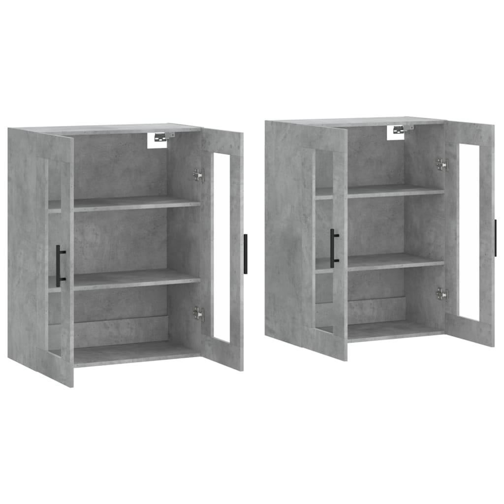 vidaXL Armoires murales 2 pcs gris béton bois d'ingénierie