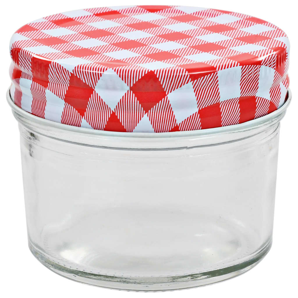 vidaXL 24 pcs Pots à confiture Couvercles blanc et rouge Verre 110 ml