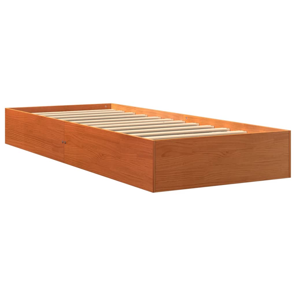 vidaXL Cadre de lit sans matelas cire marron 75x190 cm bois pin massif