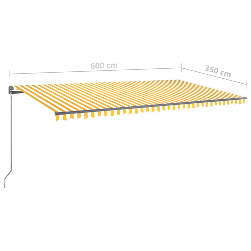 vidaXL Auvent automatique capteur de vent LED 600x350cm Jaune et blanc