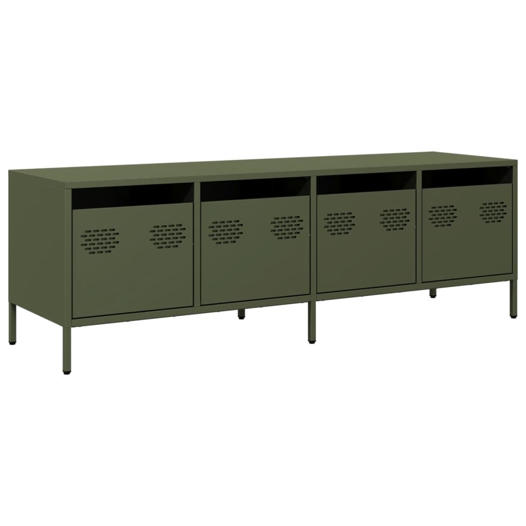 vidaXL Meuble TV vert olive 135x39x43,5 cm acier laminé à froid