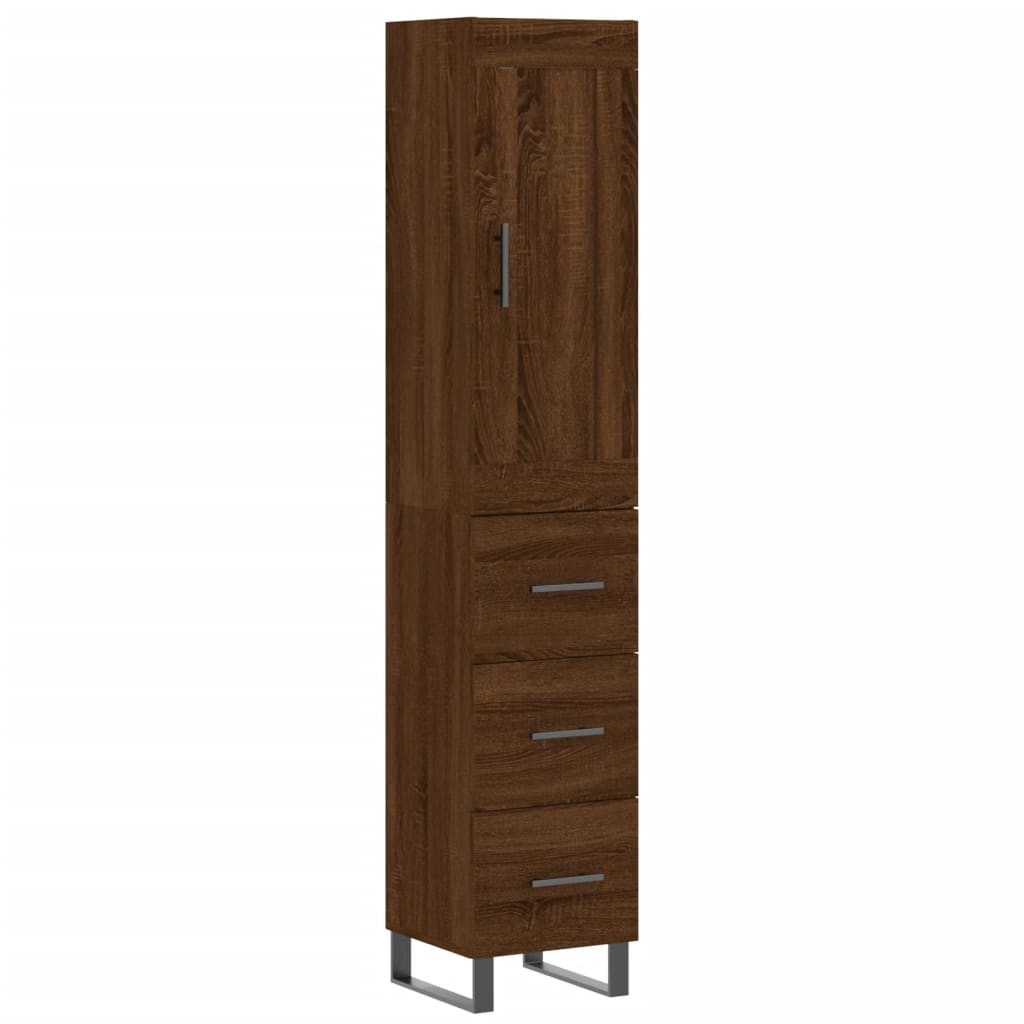 vidaXL Buffet haut Chêne marron 34,5x34x180 cm Bois d'ingénierie